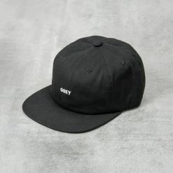 Obey Bold Icon Label 6 Panel Snapback - Black