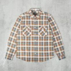 Brixton Bowery Summer Weight Shirt - Blue / Orange