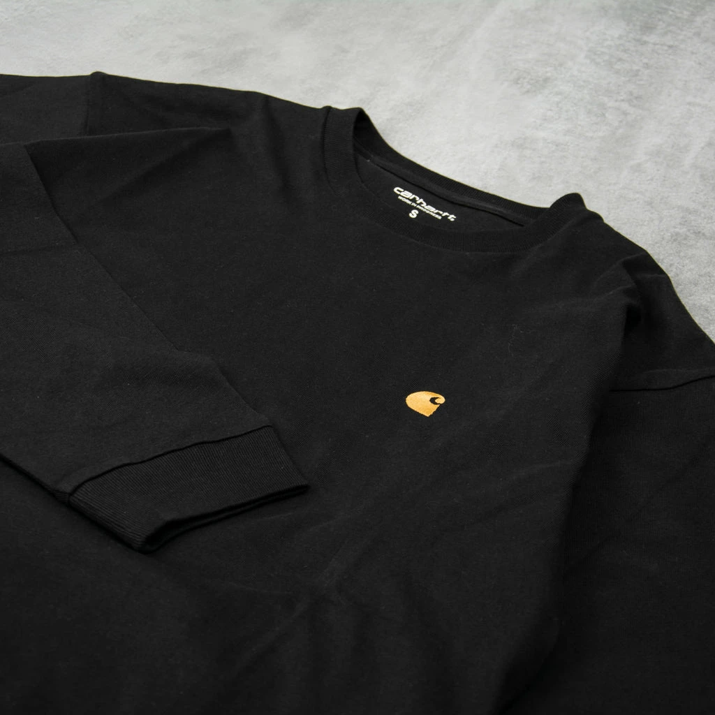Carhartt WIP Chase L/S Tee - Black / Gold - Image 2
