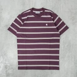 Carhartt WIP Glover Stripe S/S Tee - Dark Plum / Wax