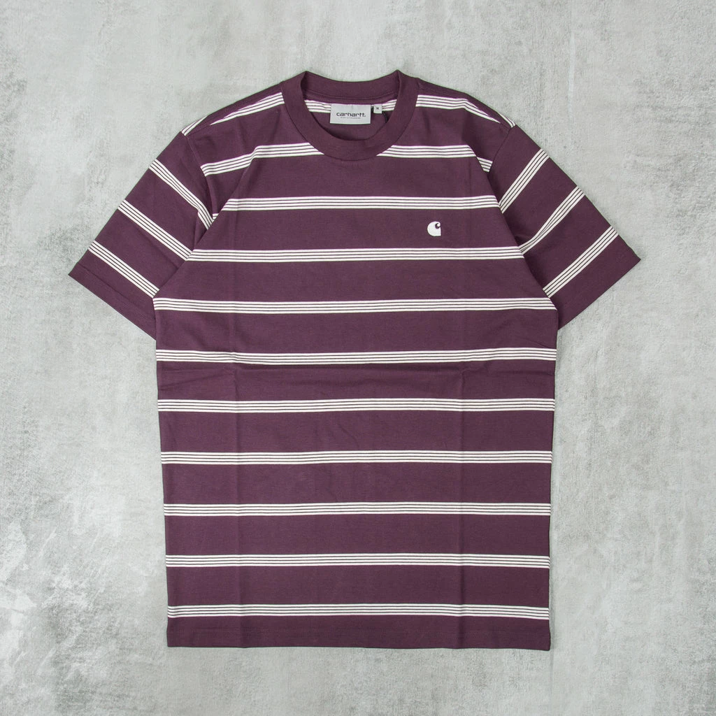 Carhartt WIP Glover Stripe S/S Tee - Dark Plum / Wax