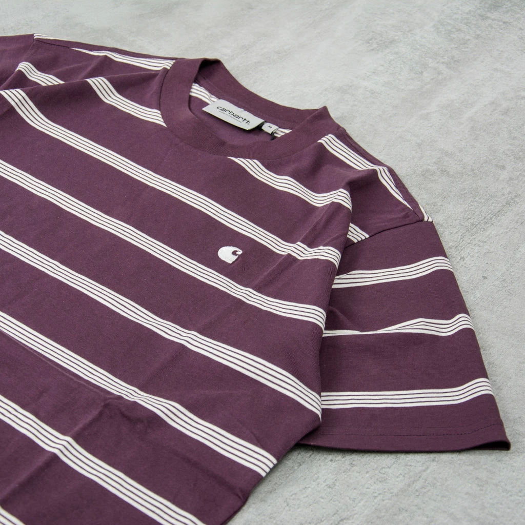 Carhartt WIP Glover Stripe S/S Tee - Dark Plum / Wax - Image 2