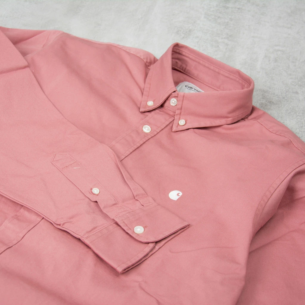 Carhartt WIP Madison L/S Shirt - Dahlia / White - Image 3