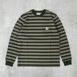 Carhartt WIP Merrick L/S Striped Pocket Tee - Dark Cedar / Thyme