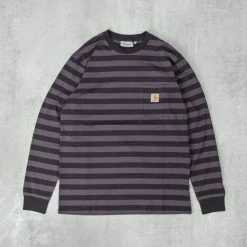 Carhartt WIP Merrick L/S Striped Pocket Tee - Soot / Artichoke