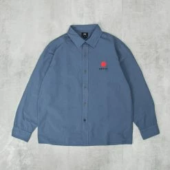 Edwin Red Dot Poplin Shirt - Bering Sea