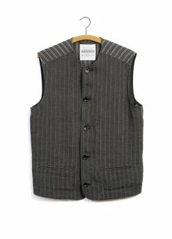HANSEN GARMENTS BEN | Crewneck Waistcoat | Taupe Stripes