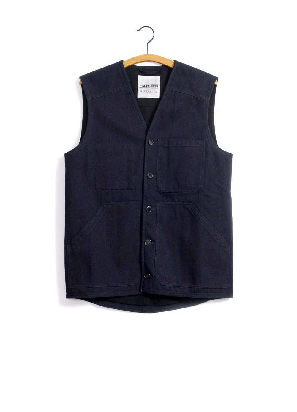 HANSEN GARMENTS BERNT | Wool Lined Work Vest | Black Indigo