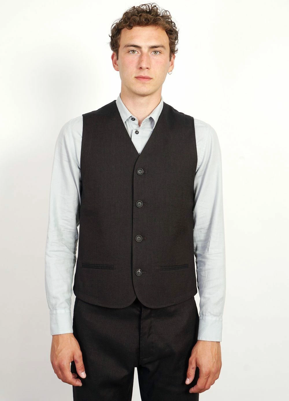 HANSEN GARMENTS DANIEL | Four Button Waistcoat | Coffee Melange - Image 2