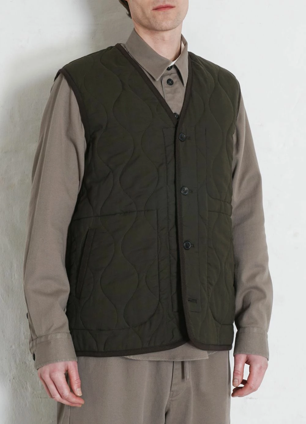 HANSEN GARMENTS TONY | Bonded Padded Vest | Dark Army - Image 3