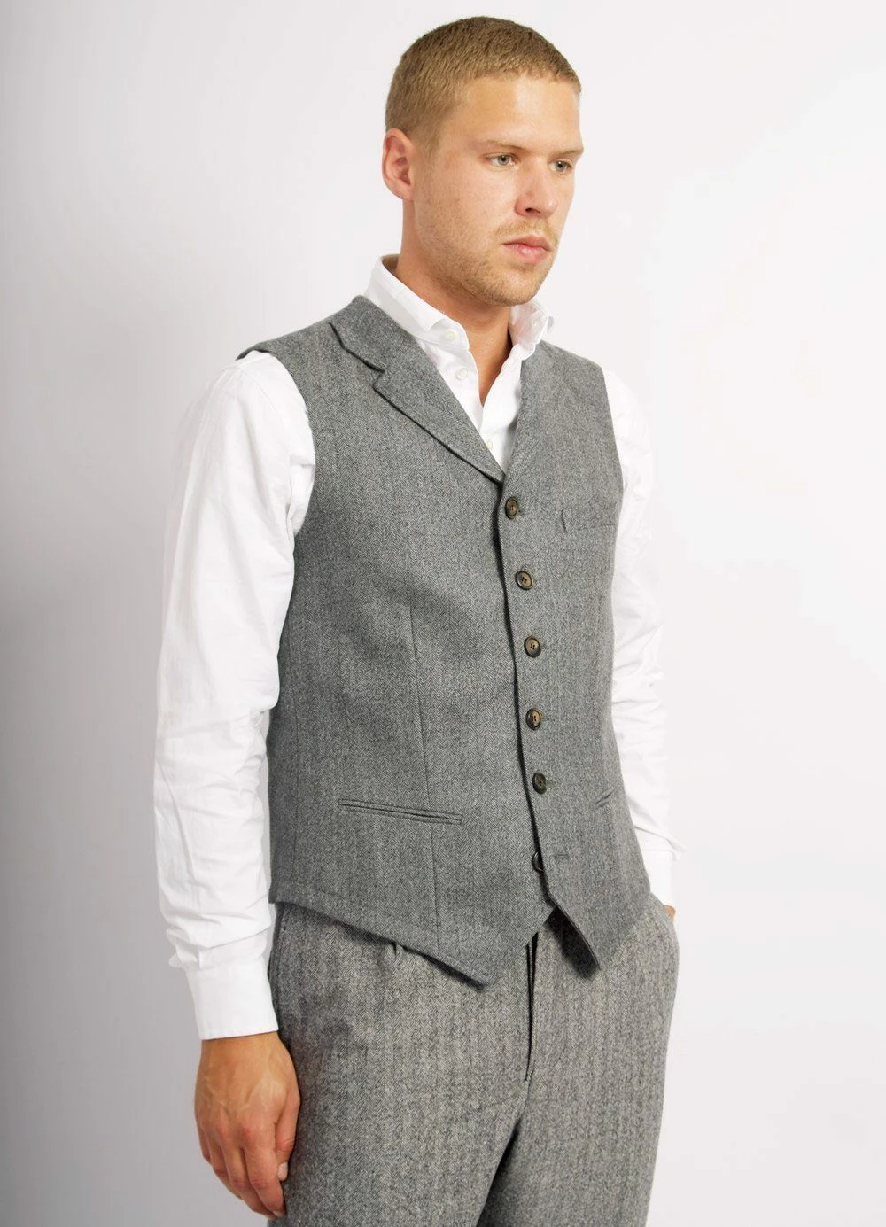 HANSEN GARMENTS WILLIAM | Classic Vest | Grey Melange - Image 2